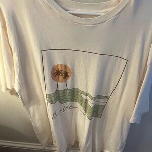 Pura Vida Cream Graphic T-Shirt with Palm Tree Design on front! XXL Oversized